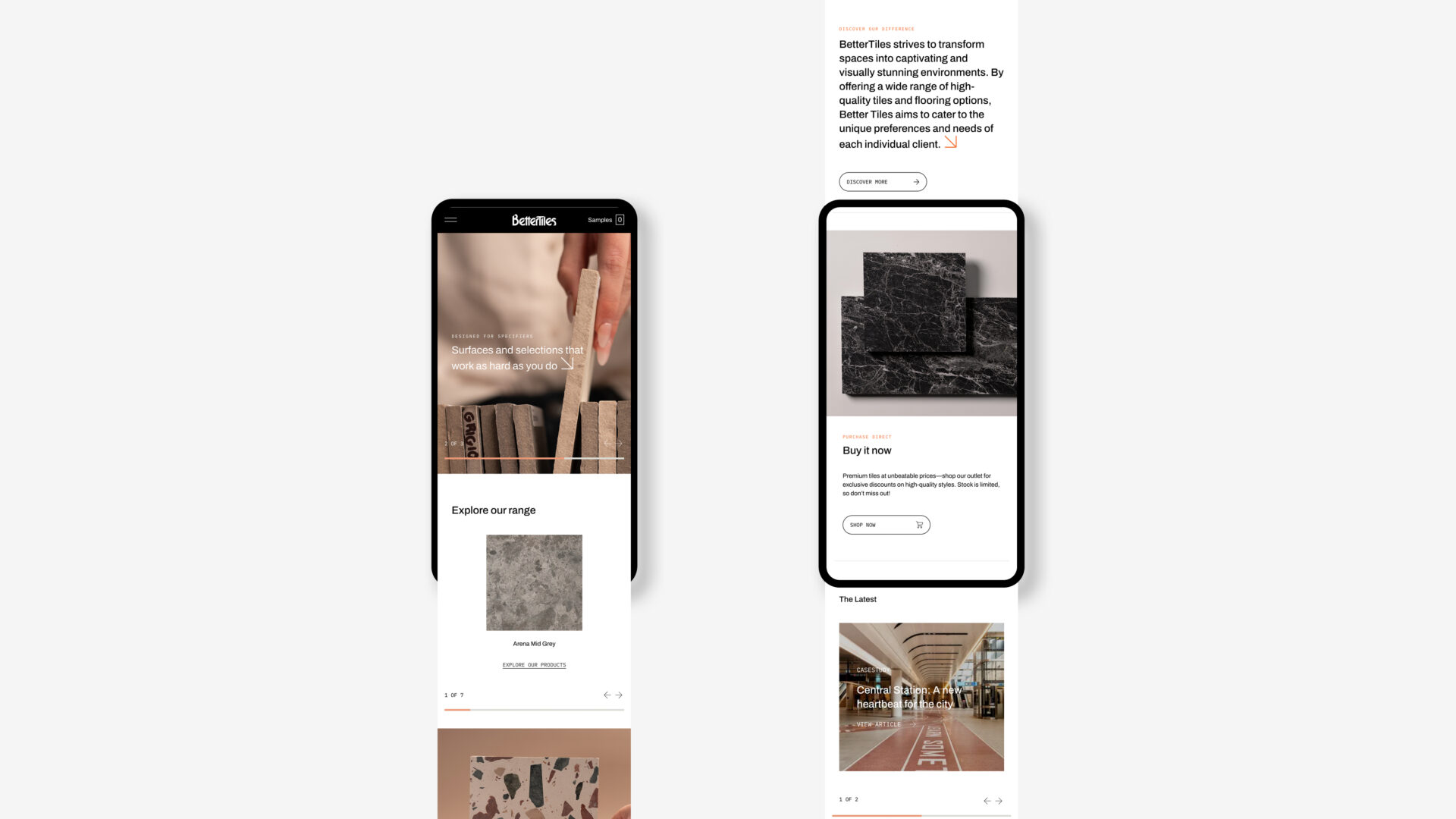 The mobile landing page for BetterTiles.